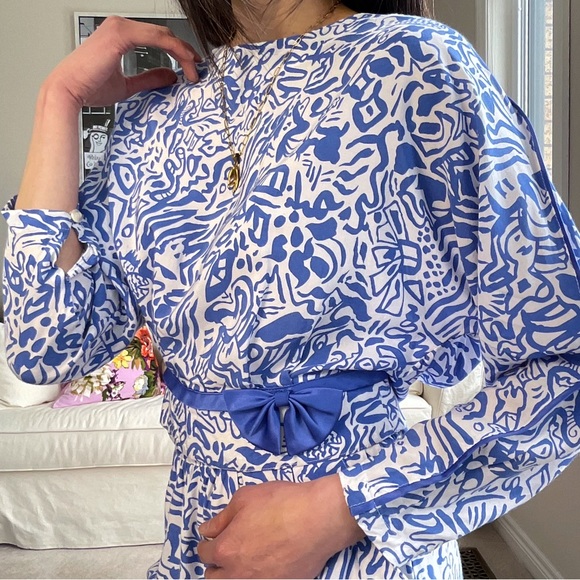 2 pieces abstract print top and skirt set - Picture 3 of 10